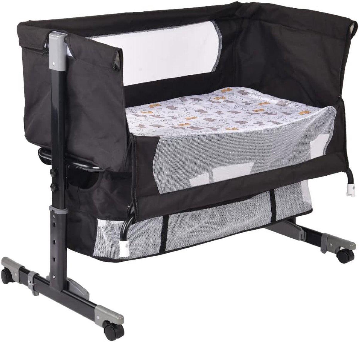 Image of 3-in-1 co-dodo wieg - vrijstaand babybed met schommelfunctie en verstelbare hoogte - reisbed met muggennet