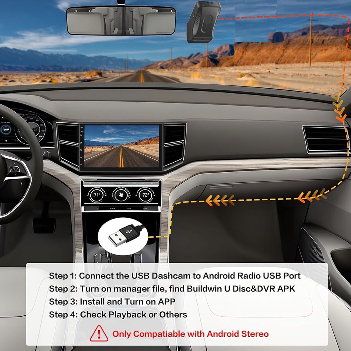 USB Android 1080P Auto Dash Cam Videorecorder ADAS Auto HD Recorder – foto 5