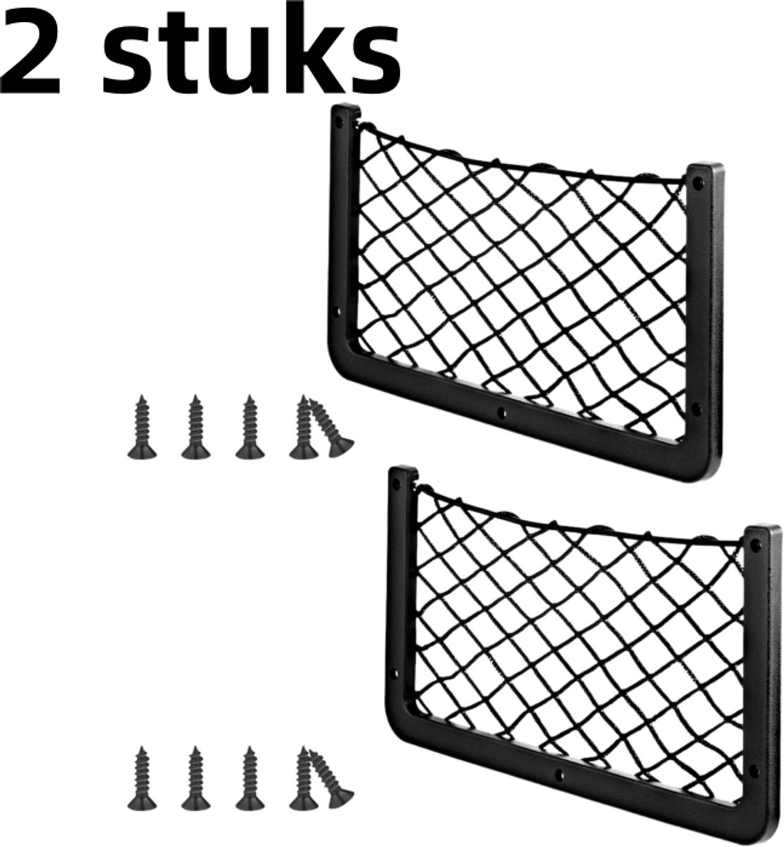 Image of 2 stuks - Opbergnet voor stoel - Opbergnet voor auto, opbergtas voor diverse spullen - Opbergnet voor middelgrote bus, aangepaste camper, auditoriumstoel - zwart