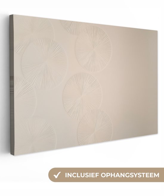 Canvas schilderij 120x80 cm - Exclusieve wanddecoratie Japandi - Beige - Modern - Muurdecoratie woonkamer - Slaapkamer decoratie - Kamer accessoires - Schilderijen op canvas
