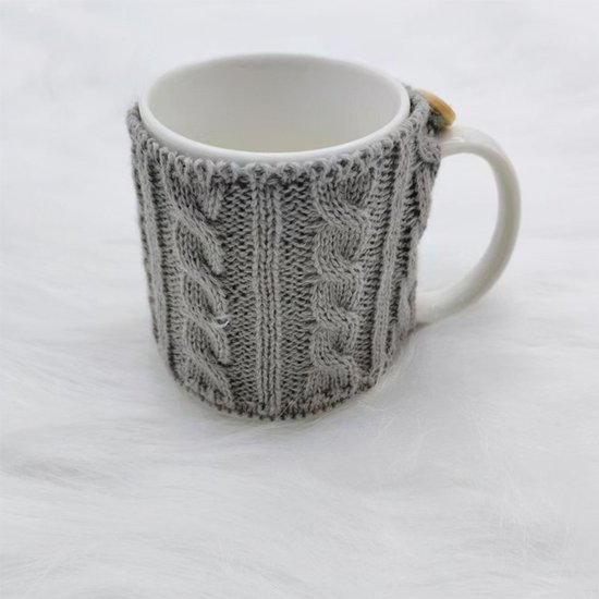 4-delige koffiekopjeshoezen, herbruikbare gebreide haakbekerhoezen, mok-theehoezen, handgemaakte serviesgoed, dames- en herenkoffie- en theekopisolatoren (gemengde kleuren) van Qilmy — afbeelding 4