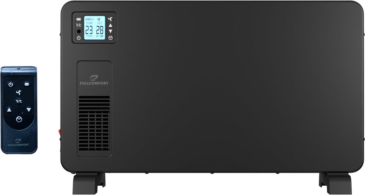 E-Heat Elektrische verwarming Deluxe - Convectie kachel - 1000W/1300W/2300W - Kachel met Ventilator - Thermostaat - Afstandsbediening - Wifi - Timer - Stil - Zwart