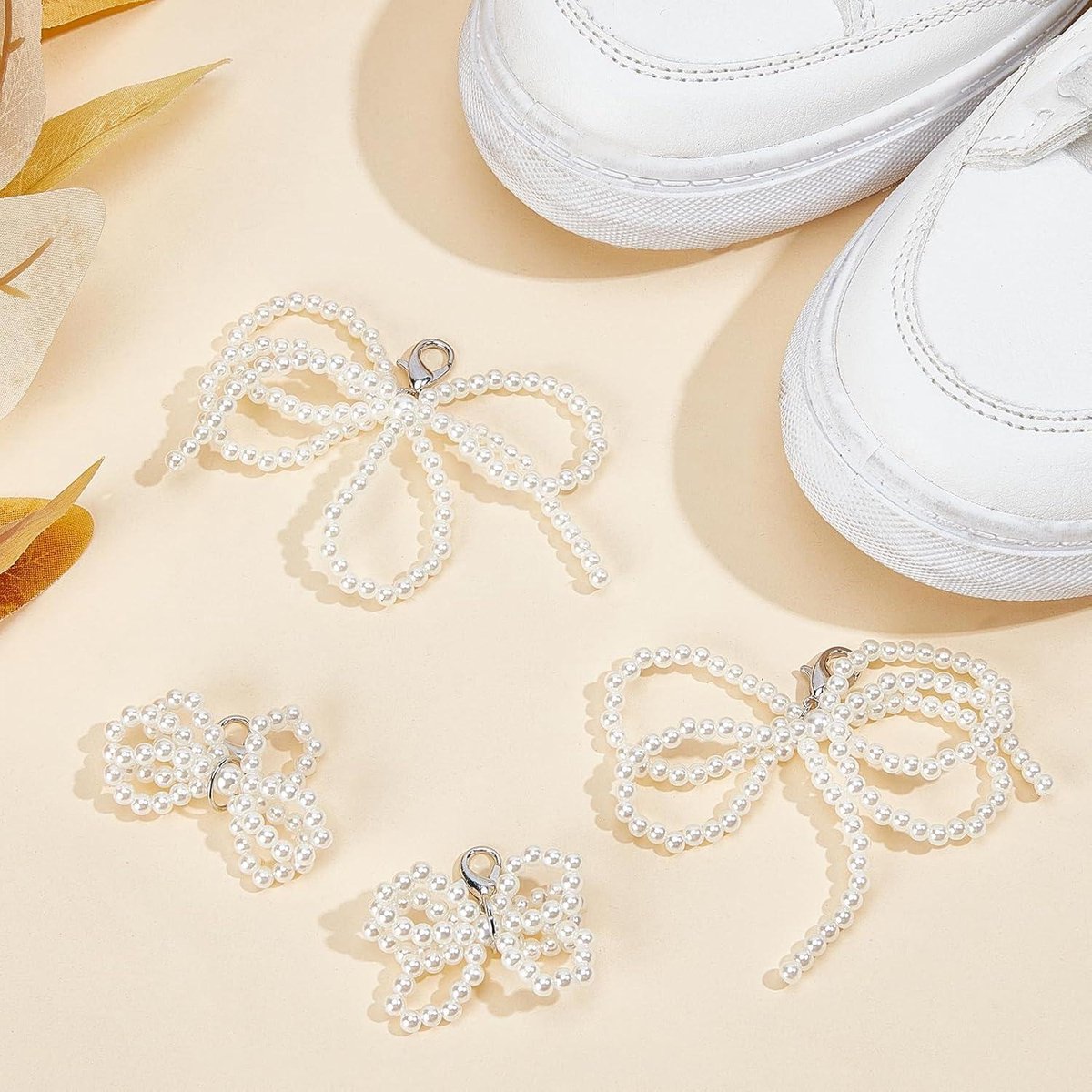 Allecto plus Sierlijke parelboog schoenveter bedels kit voor DIY sneakers decoratie Y2K schoen sieraden met strass charme in maten Decoratieve accessoires voor dames laarzen en sandalen