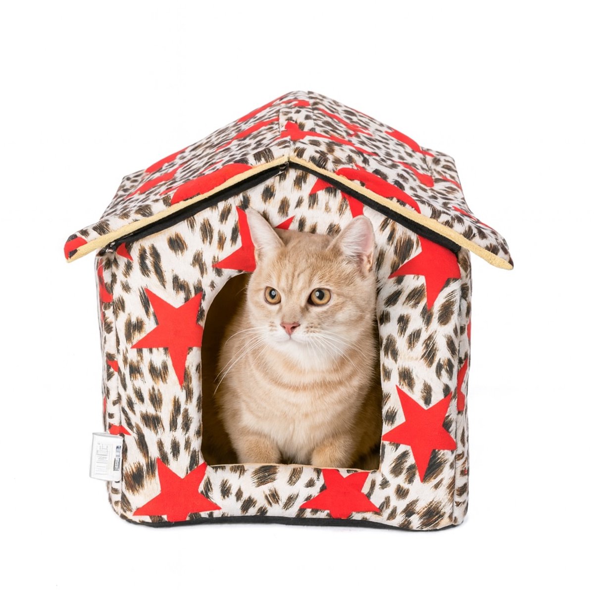 Nobleza Stoffen kattenhuisje - Kattenmand overdekt - Kattenhuis voor binnen - Opvouwbaar - Katoen - Wit - Maat S