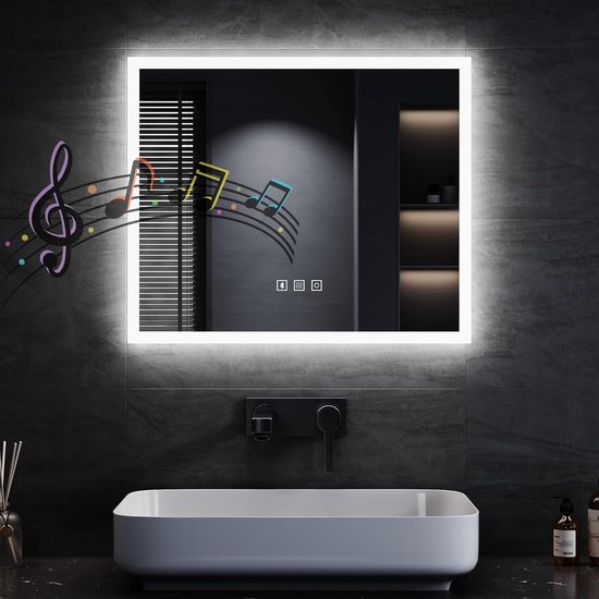 Moderne badkamer spiegel met dun LED verlichte rand
