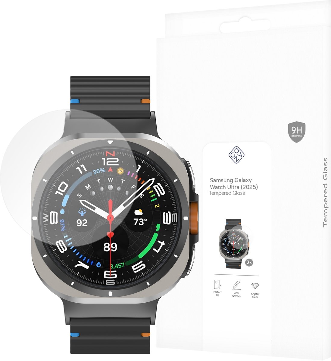 Cazy screenprotector geschikt voor Samsung Galaxy Watch Ultra (2025) - 2 stuks - Gehard Glas