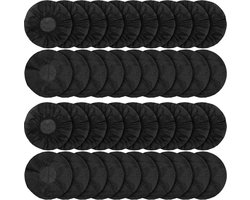 Allecto Plus - Oorhoezen voor hoofdtelefoon, 100 stuks, 50 paar, zwart, hygiënisch, stretchbaar