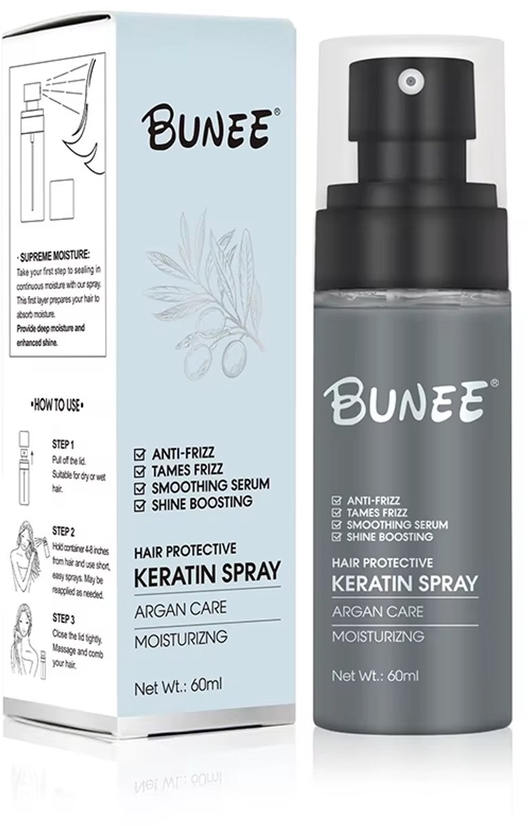 Bunee Hair Protective Keratin Spray Argan Care Mosisturizing Repair Dry & Damage Hair 60ml