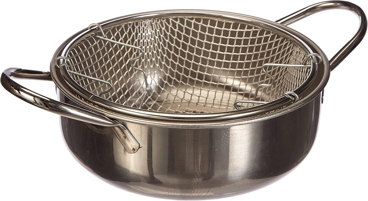 Frituurpan roestvrij staal - diameter 24 cm zilver - kopen.