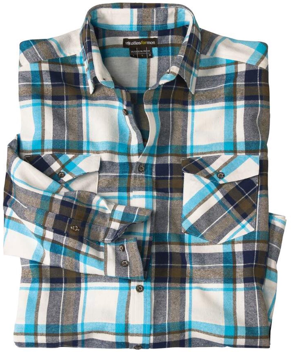 ATLAS FOR MEN - Geruite flanellen overhemd - Heren - Verkrijgbaar in grote maten - 3XL