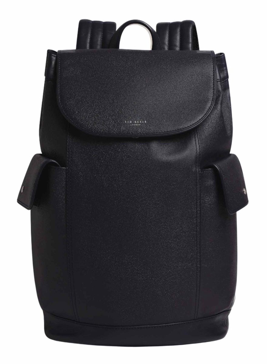 Ted Baker Leren laptop rugzak rugzak met laptopvak Kailebs Caviar Leather Backpack Dk - Navy donkerblauw