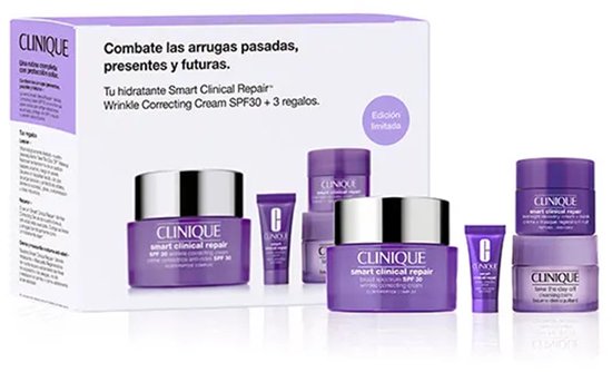 Clinique Smart Clinical Repair Set Skincare Gift 4-Set Wrinkle Correcting Cream 50 ml SPF30+, Cleansing Balm 15 ml, Overnight Recovery Cream + Mask 5 ml, Wrinkle Correcting Serum 5 ml