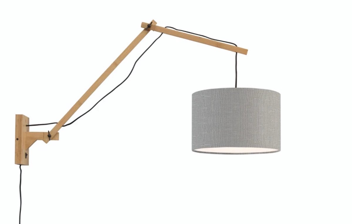 Good&Mojo Bamboe LED Wandlamp Andes | 1X E27 Max 40W | Light Grey