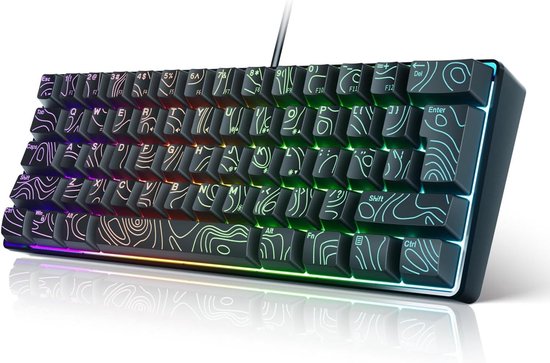 Koolertron Mini-toetsenbord met één hand, mechanisch gamingtoetsenbord met 23 volledig programmeerbare toetsen, gamingtoetsenbord voor Windows Mac schrijfkracht PC gamer (zwart/RGB backlit/rode