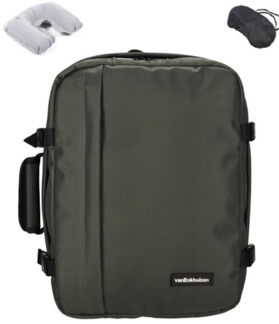 KLM & Transavia Rugzak 40x30x20 cm - Maximale Inhoud - Handbagage Tas 40x30x20 - Underseater - 15 inch Laptopvak - Olijf Groen