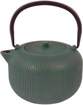 Point-Virgule geribbelde theepot uit gietijzer 1L met interne emaillaag Forest Green