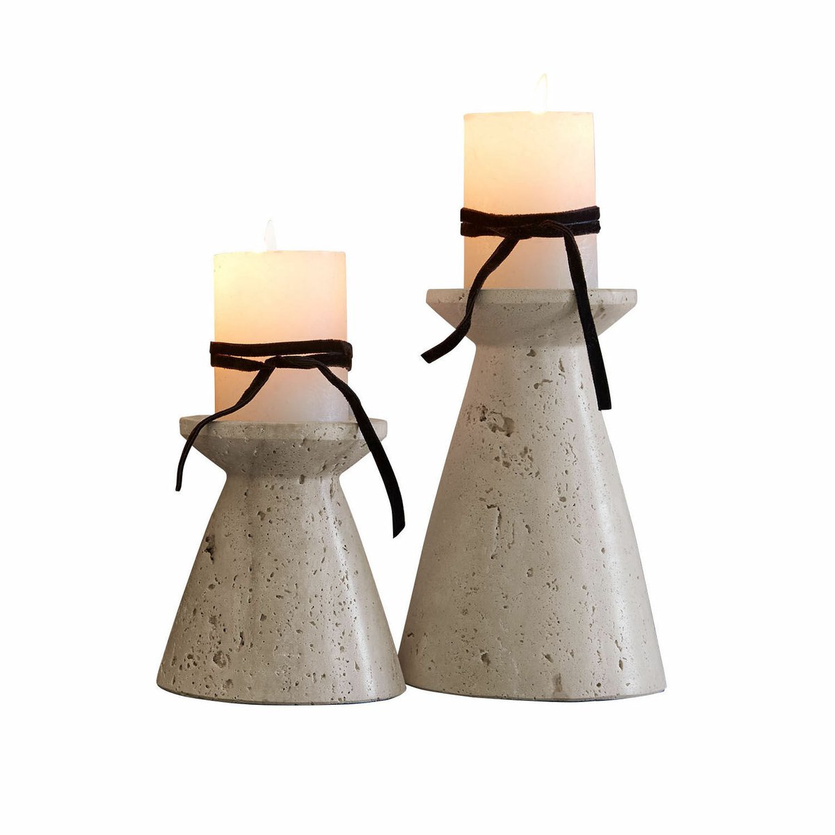 Loberon Kaarsenhouder set van 2 Bazrahim beige