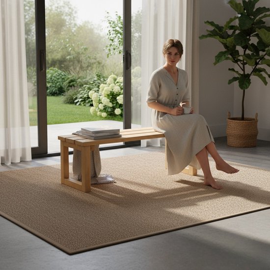 Banc de jardin en bois fait main – Livré monté – Banc de jardin naturel 120 x 45 x 45 cm – Idéal pour deux personnes – Traité à l'huile (teinté)