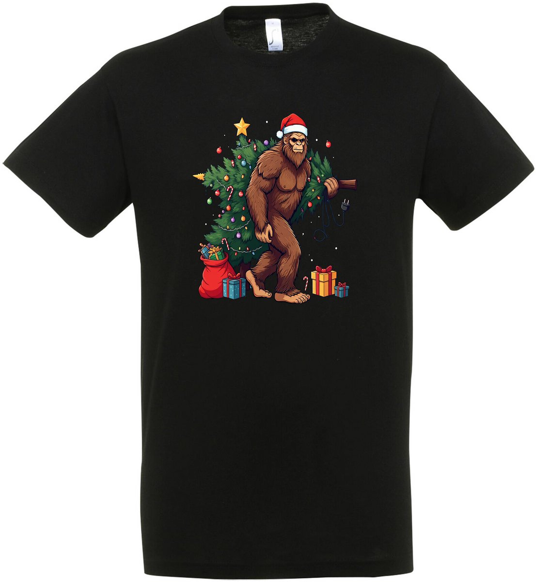 Bigfoot kerst T-shirt - Unisex - Kerst - Christmas - Feestdagen - Kerst T-shirt - Grappig T-shirt - Kerstman - Foute kerst - Maat XXL