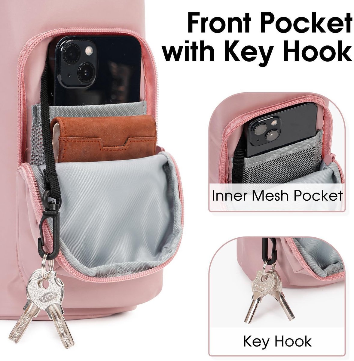 Sporttas - Flessenhouder - Flessendrager - Crossbodytas - Verstelbaar - Buitenfleshoes - Met Telefoonvak - 40 Oz Geïsoleerde Waterfles Draagband Crossbody Tas - Wandel-, Sportschool- En Yogatas - Grote Capaciteit - Stijlvol En Lichtgewicht - Zwart — cadeau in Sport & Outdoor - foto 5