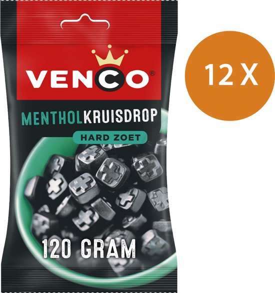 Venco Mentholkruisdrop Hard Zoet 120 gram