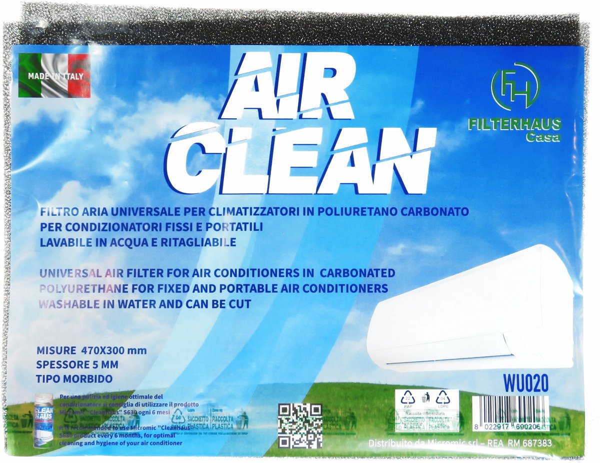 FILTERHAUS universele zachte airco filter - op maat te knippen - 47 x 30 cm - 5 mm - zacht foamfilter voor in binnenunit