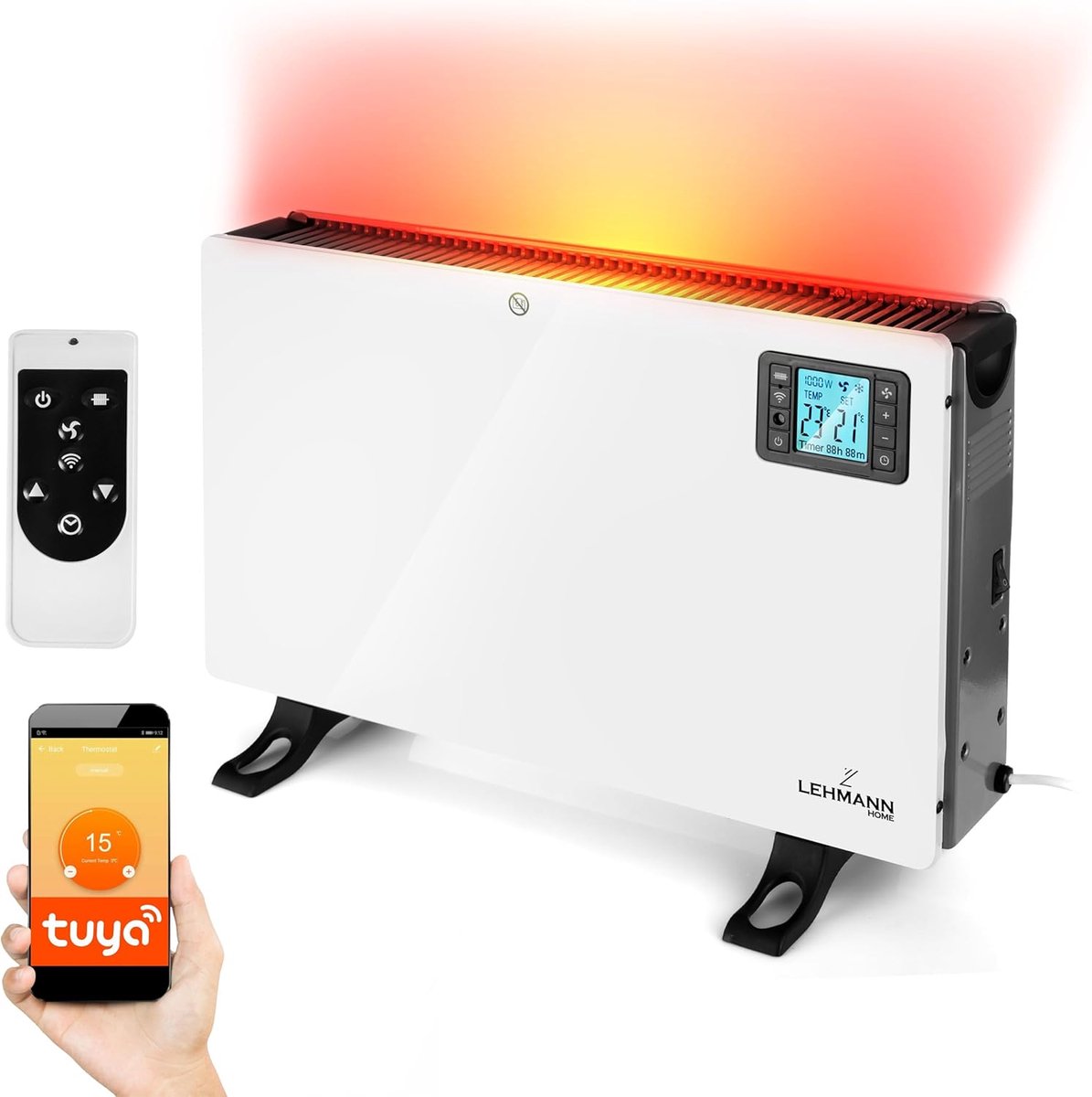 Elektrische convectorverwarming met 3 warmtestanden en wifi app bediening