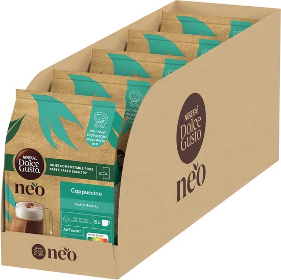 Capsules et sachets de café NESCAFÉ Dolce Gusto NEO Cappuccino - 6 capsules + 6 sachets pour 6 tasses de café