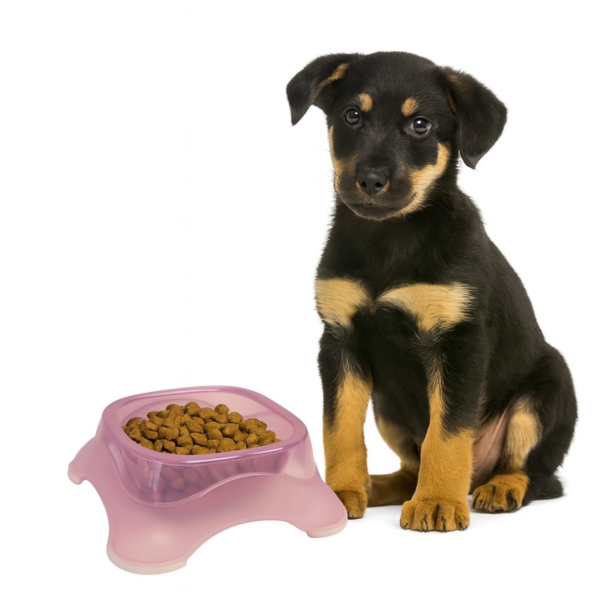 Nobleza Voerbak hondje - Maat S - Inhoud 375ml - Honden drinkbak - Voerbak kat - Drinkbak kat - Kunststof - Anti slip -Roze