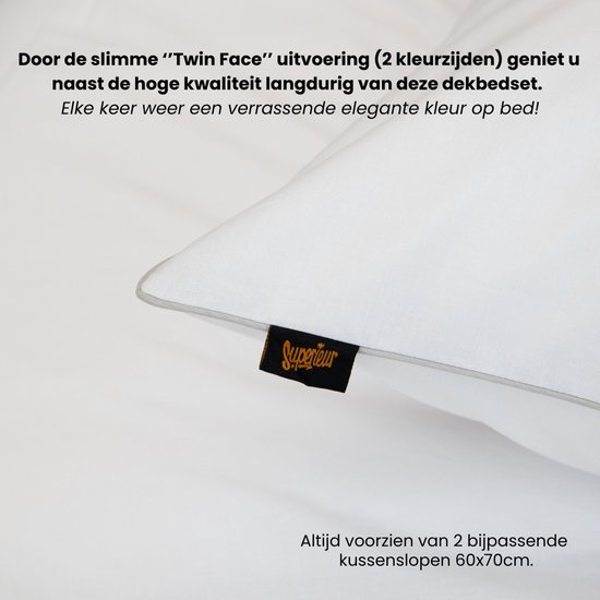 Superieur Dekbedovertrek Twin Face - Wit - 100% Katoen - 240x200/220cm Lits-Jumeaux - Streel wit dekbedset - adembenemend in uitstraling - optimaal ventilerend en ademend van Merkloos — afbeelding 4