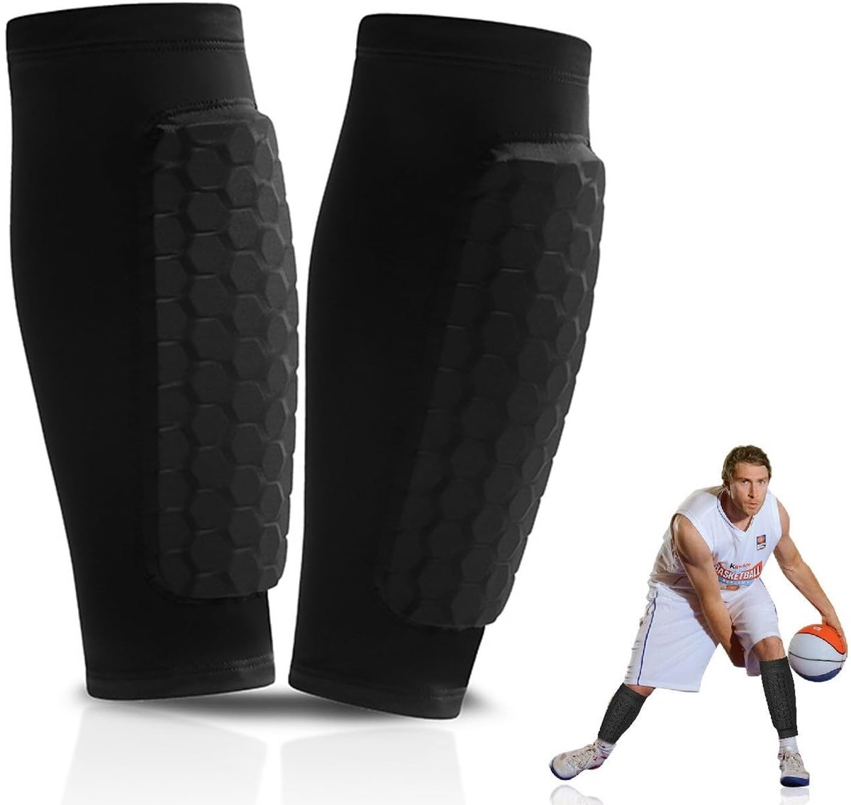 1 paar Scheenbeschermers Voetbal - M - Scheenlappen voetbal - Antislip Technologie - Lichtgewicht - Voetbal - Soccer Shin Defender scheenbeschermers - Shin Pad Sleeve - voetbal scheenbeschermers - Zwart