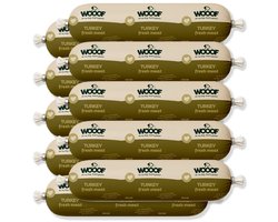 WOOOF Honden worsten Kalkoen worsten Vers vlees natvoer - Houdbare worsten hondenvoer - 10x 900gram