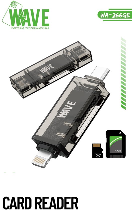 Waver Reader Wave | Memory Card Reader | iPhone + Type-C 2-in-1 Memory Card Reader ...