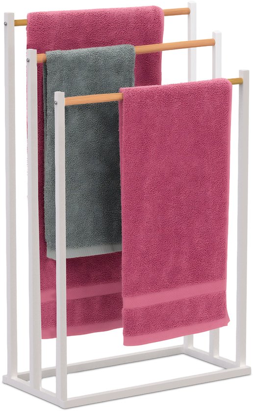 Box And Beyond Bamboe Handdoekenrek Op Schraag - 6 Garderobestangen - Naturel - 130x6 Box And Beyond Bamboe Handdoekenrek Op Schraag - 6 Garderobestangen - Naturel - 130x6