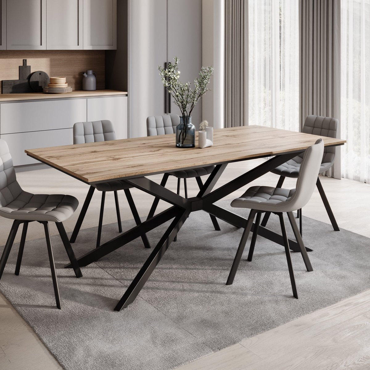 Meubella - Eetkamertafel Faithley - Eiken - 190 cm