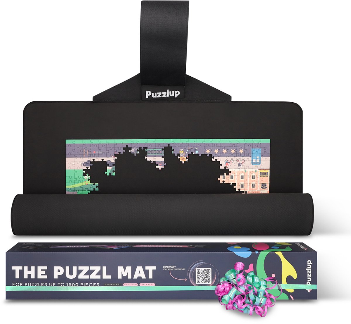 Puzzlup 1500 - Puzzelmat Neopreen - Zelfsluitend & Antislip - Portapuzzle met luxe opbergtube - Tot en met 1500 stukjes - 66 x 120 cm