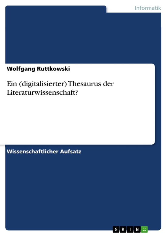 Ein (digitalisierter) Thesaurus der Literaturwissenschaft? - cover
