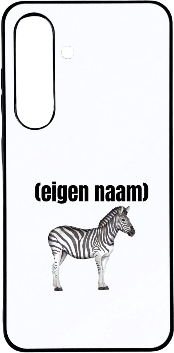 Hacebo® - zebra met eigen naam telefoonhoesje - Zebra - dieren liefhebber - telefoonhoesjes - iemand die houdt van zebra's - verjaardag - cadeau - kado - geschenk - hoesje geschikt voor Samsung Galaxy S25