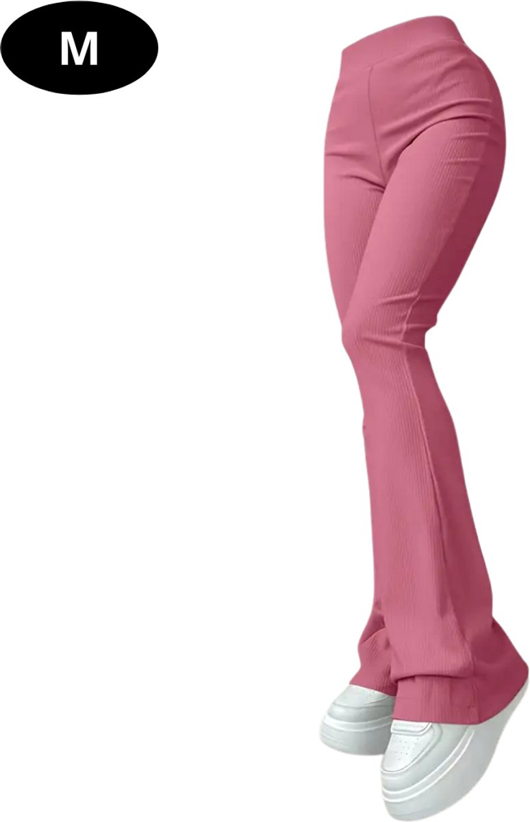 Livano Lange Broek Dames Flair Broeken Wijde Broek Flared Broek Pants Jeans Trousers Strectch Roze