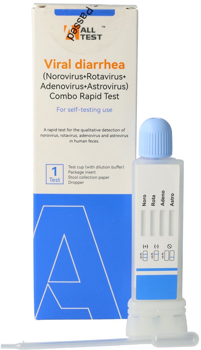 Diarree test Zelftest voor Viraal veroorzaakte Diarree Norovirus Rotavirus Adenovirus Astrovirus - Uitslag in 15 minuten - 1 stuk