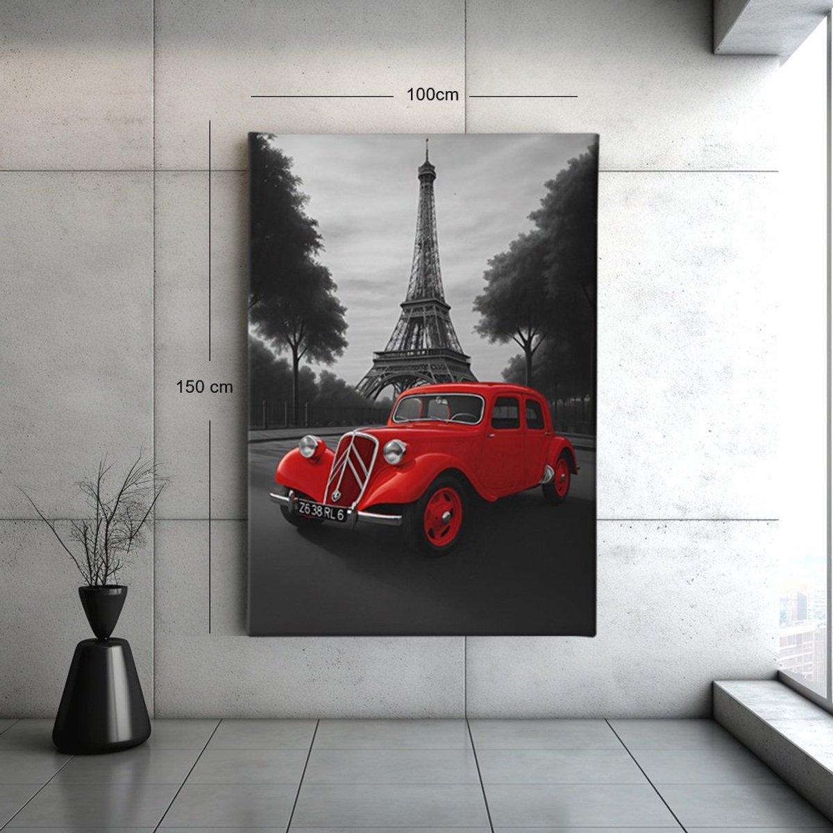 Trendex Global Canvas Schilderij - Eiffeltoren - Parijs - Abstract - Kunst - 60x40x2 cm Kleurrijk