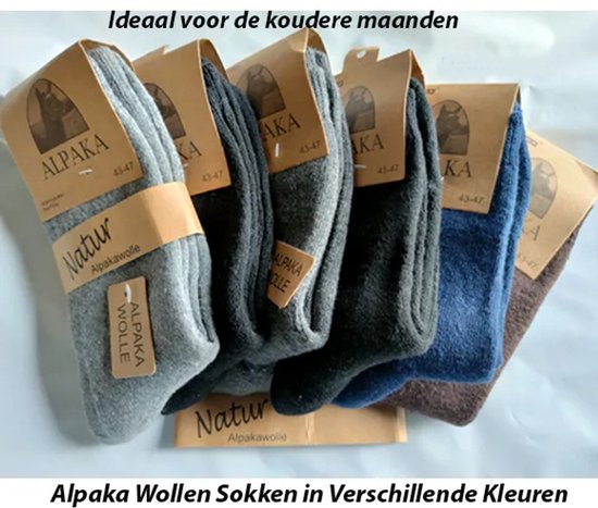 Lot de 6 paires de Chaussettes en laine d'alpaga, coloris Zwart, Grijs et anthracite (39-43)