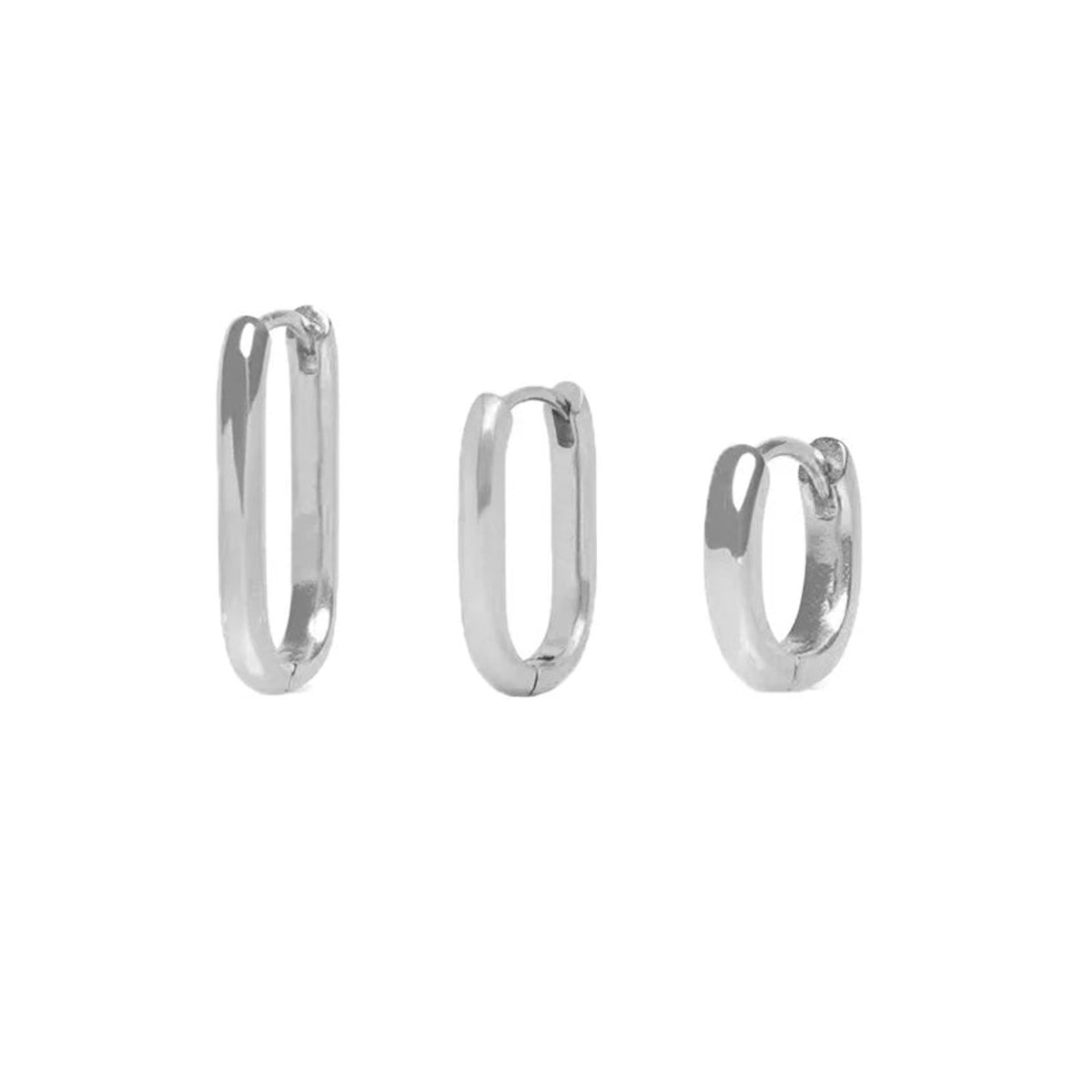 Aramat Jewels | Oorringen | Rechthoekige Zilverkleurige Oorbellen Set | | | | | | | Verkleurd niet
