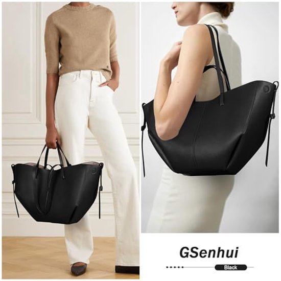 Coolives Tote Einkaufstasche aus PU-Leder für Damen, vertikal, Handtasche, mit Schultergurt