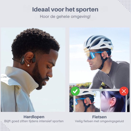 DoréGear® Audio - Bone Conduction Headphone - Open Ear Koptelefoon - 16 GB Interne Geheugenkaart - Sporthoofdtelefoon - Sport oordopjes - Draadloos - Waterbestendig - Met Case