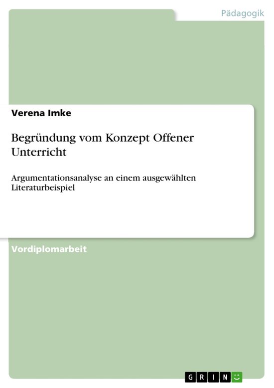 Begründung vom Konzept Offener Unterricht - cover