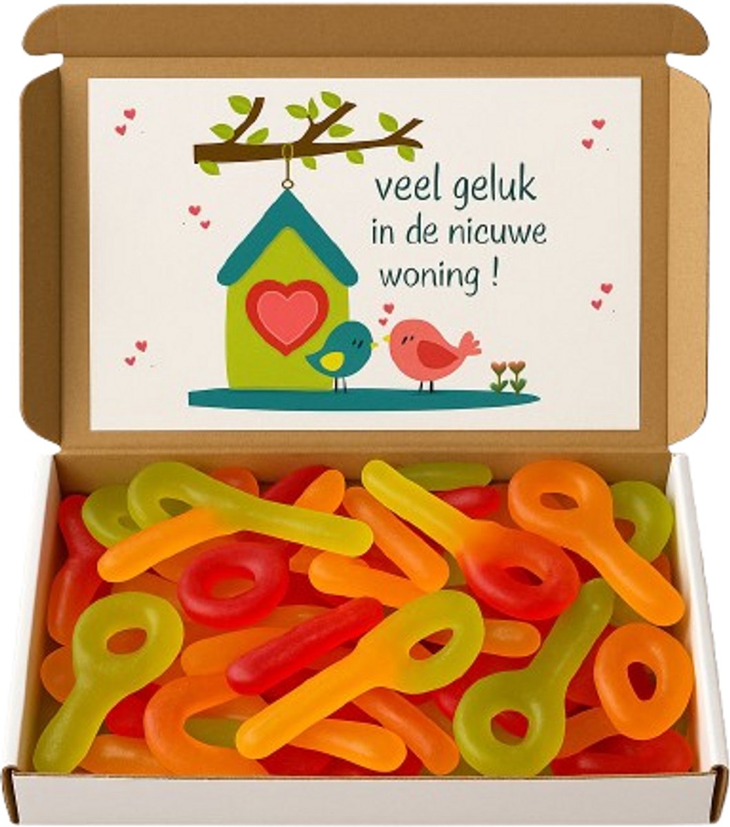 Gefeliciteerd met de nieuwe woning - Brievenbus cadeau Nieuwe woning met GRATIS wenskaart - nieuw huis