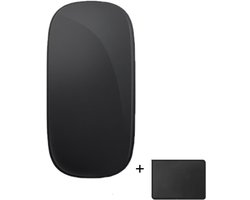 Draadloze muis - Bluetooth touch muis - zwart - ergonomie - oplaadbare-Met muispad