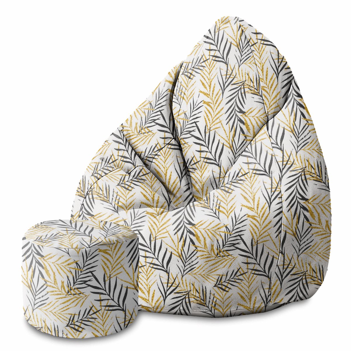 DreamRoots Velvet Zitzak voor Volwassenen – Luxe Beanbag met Voetsteun en Afneembare Hoes – Inclusief Vulling – 80x80x120 cm - Gold Leaf