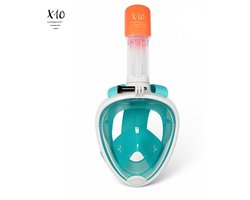 X10 Snorkelmasker - Duikbril - Snorkel - Snorkelset - Full Face Masker - Kinderen - Turquoise - XS